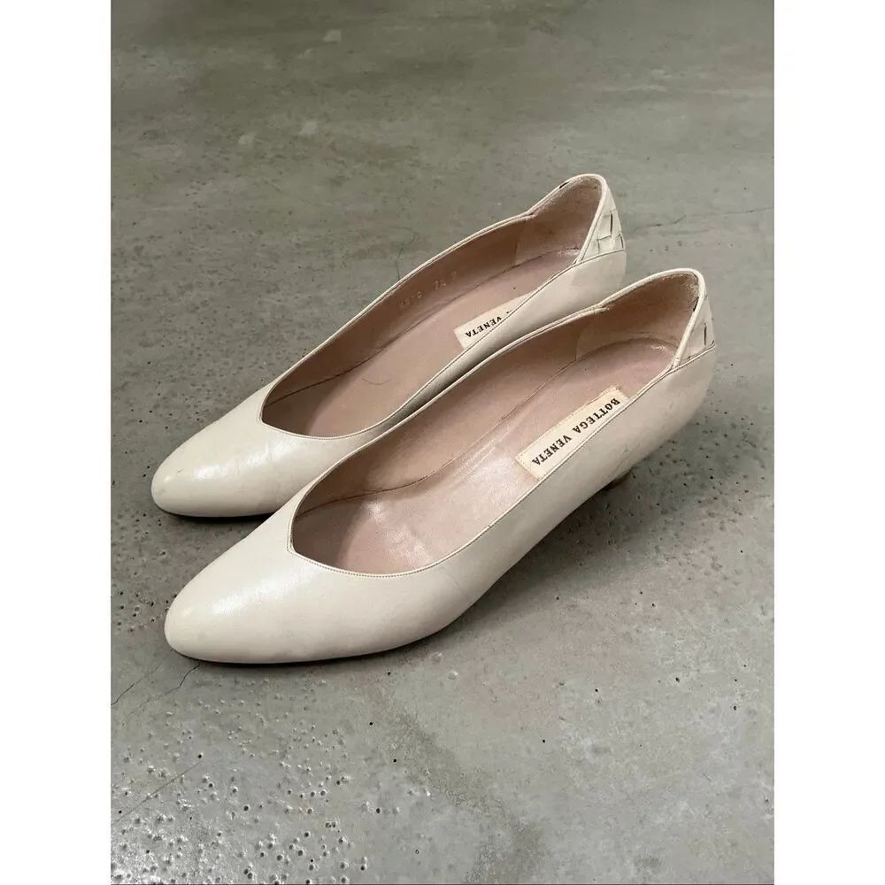 Bottega Veneta Vintage Woven Heels | Cream in 7.5